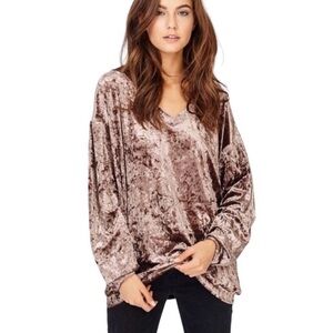 Wishlist Crushed Velvet Dusty Purple Long Sleeve Oversized Top Boho Size L